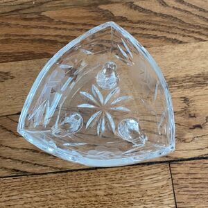 Crystal dish. Triangle shaped.